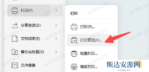 在WPS中找到打印预览 在WPS中找到打印预览