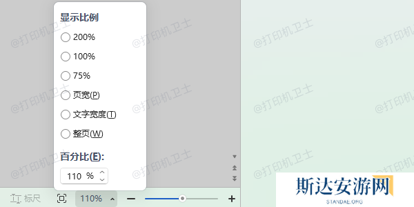 调整打印预览的页面缩放比例